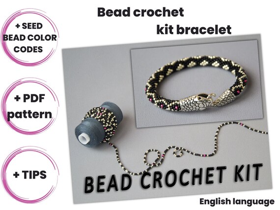 Bead crochet bracelet kit, DIY bracelet kit, Rope bracelet kit, Make  bracelet, Craft kit for adults, Crochet with beads, DIY rope bracelet