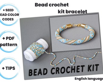 Kit de perles au crochet bracelet bleu, kit de perles de bracelet, kit de bracelet de bricolage, perles de kit de fabrication de bijoux, kit de bracelet de corde perlée, corde de crochet de perle