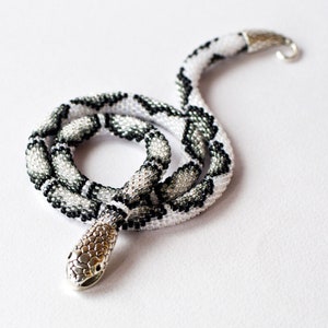 Handmade Beaded Crochet Snake Choker, Animal Print Jewelry