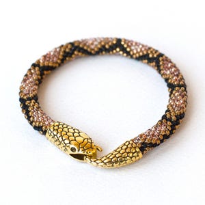 Seed Bead Snake Bracelet - Ouroboros Jewelry, Serpent Bracelet with Meaningful Symbolism, Reptile-Inspired Accessories
