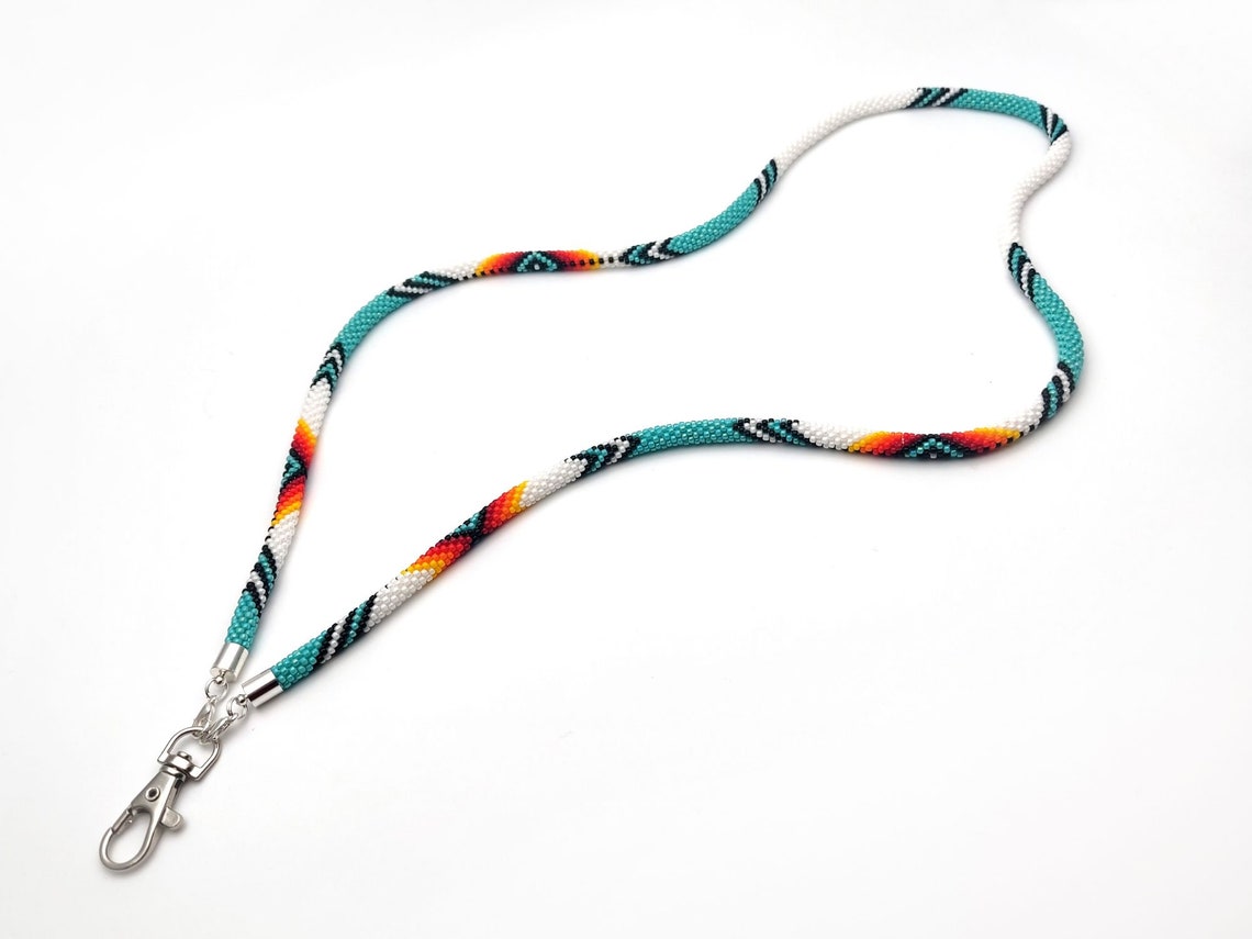 Women Beaded Lanyard Kit, DIY Kit Teacher Lanyard, Bead Crochet Lanyard