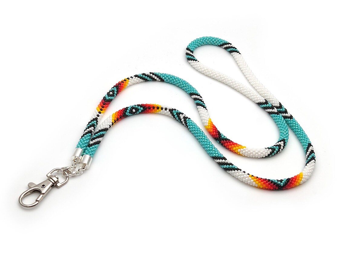 Women Beaded Lanyard Kit, DIY Kit Teacher Lanyard, Bead Crochet Lanyard