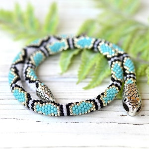 Turquoise Bead Python Choker, Serpent Choker, Python Skin Necklace ...