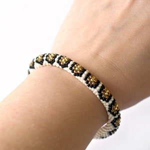 Beige Snake Bracelet - Unisex Ouroboros Jewelry - Seed Bead Rope Bracelet - Unique Serpent-Inspired Accessory