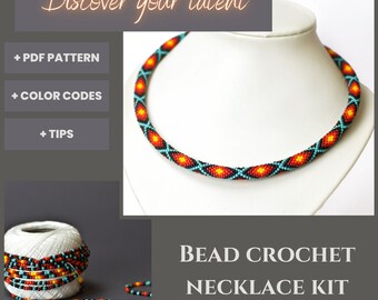 Bead Crochet Necklace DIY Kit, Ethnic Style Jewelry Making