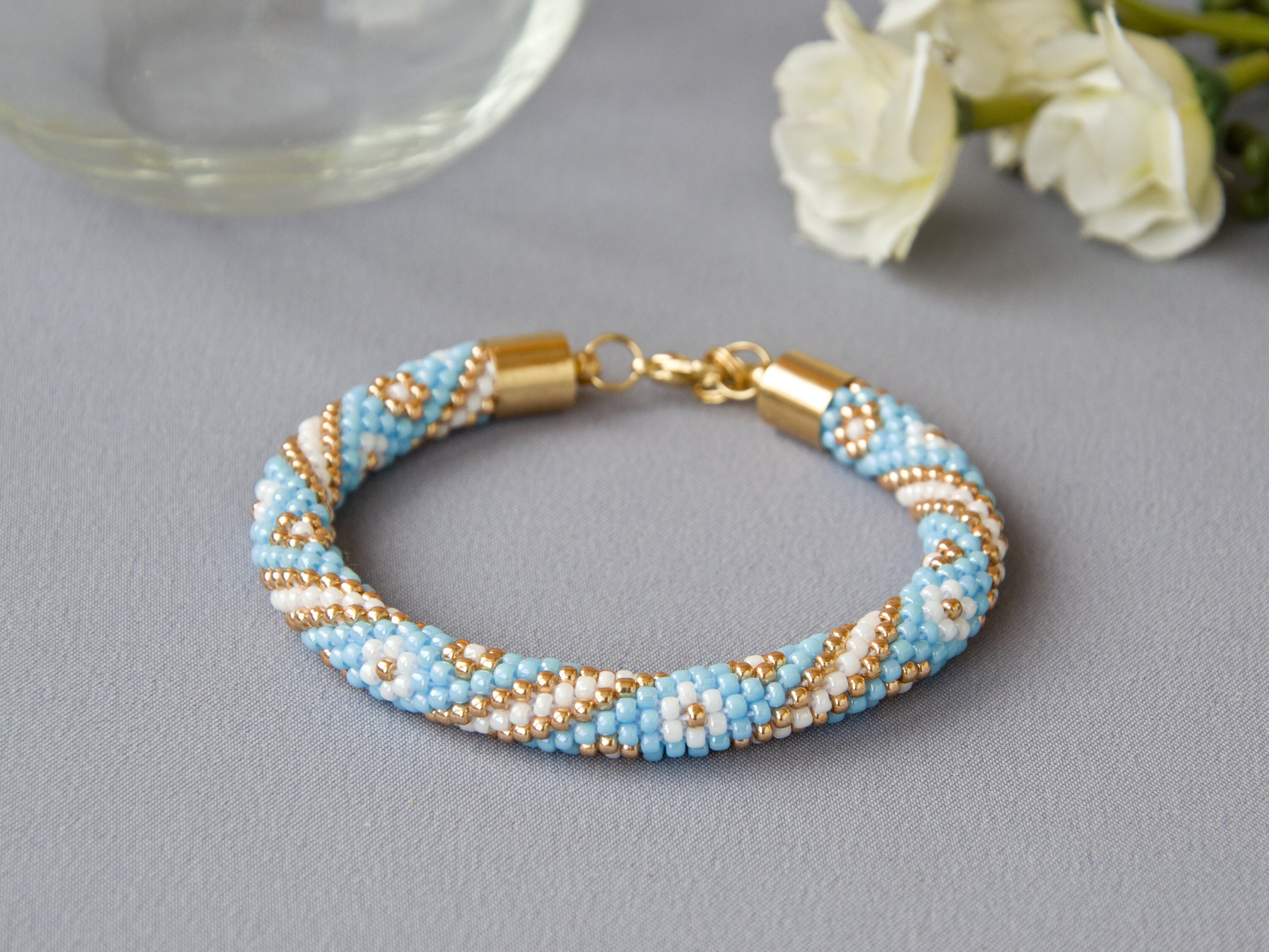 Bead Crochet Kit Blue Bracelet Bracelet Beaded Kit DIY Etsy