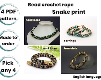 ビーズクロッシェブレスレットのパターン、ヘビ皮ブレスレットの