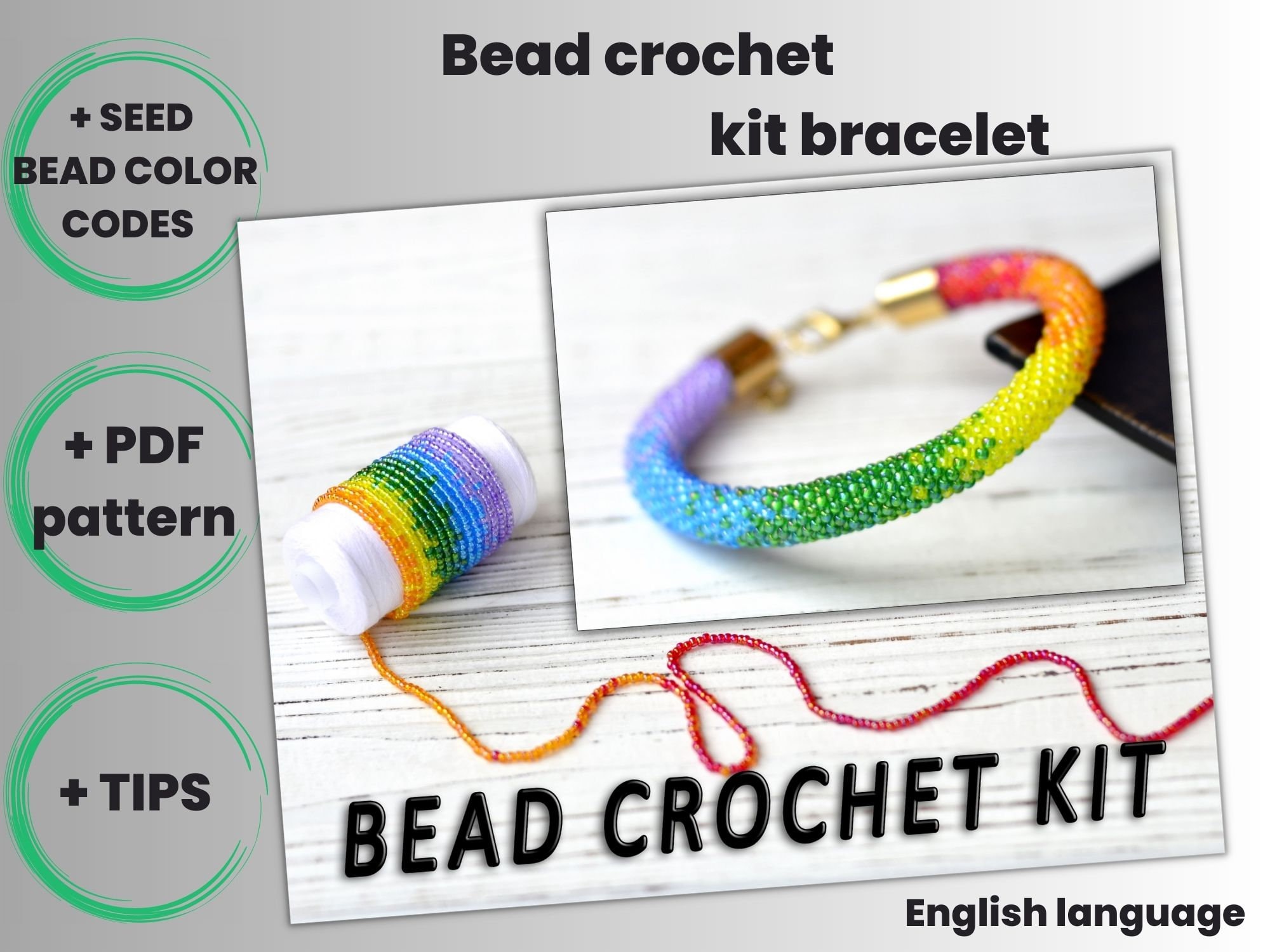 Bead Crochet Kit, Crochet With Beads Rope, DIY Rope Bracelet Kit ...