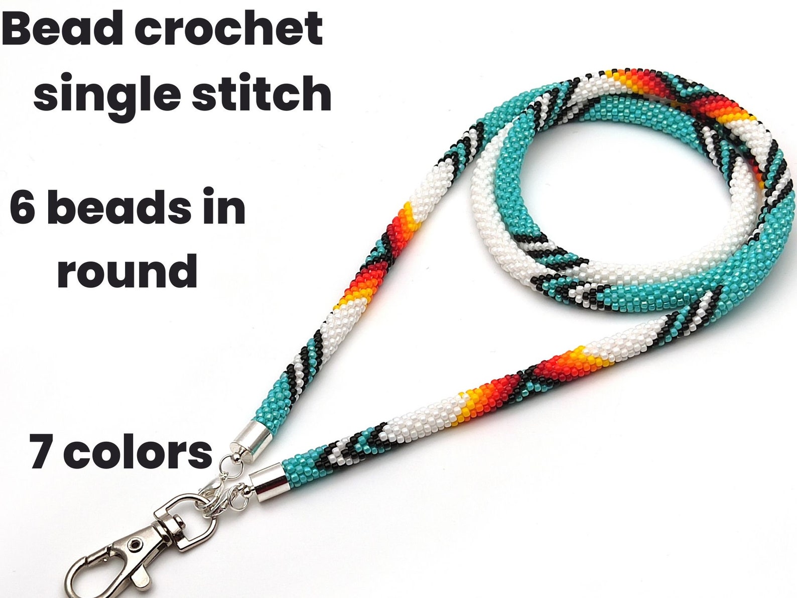 Women Beaded Lanyard Kit, DIY Kit Teacher Lanyard, Bead Crochet Lanyard