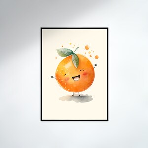 Cute Orange Watercolor Print for Kids - Fruit Wall Art - Nursery - Kids Room