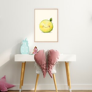 Cute Lime Watercolor Print for Kids - Fruit Wall Art - Nursery - Kids Room