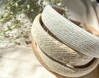 Boho Woven Straw Headband: Neutral Summer Hair Accessory
