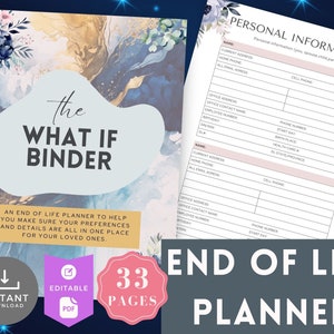 End of Life Planner Pdf, Final Wishes Template, Final Wish Planner, Possession Planning Binder, Emergency Planner Binder Navy and Gold