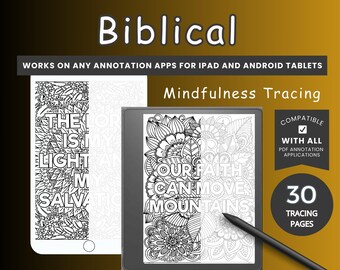 Digital tracing book mindfulness coloring Biblical tracing book Stress Relief coloring BUNDLE Kindle Scribe tracing book Good Notes