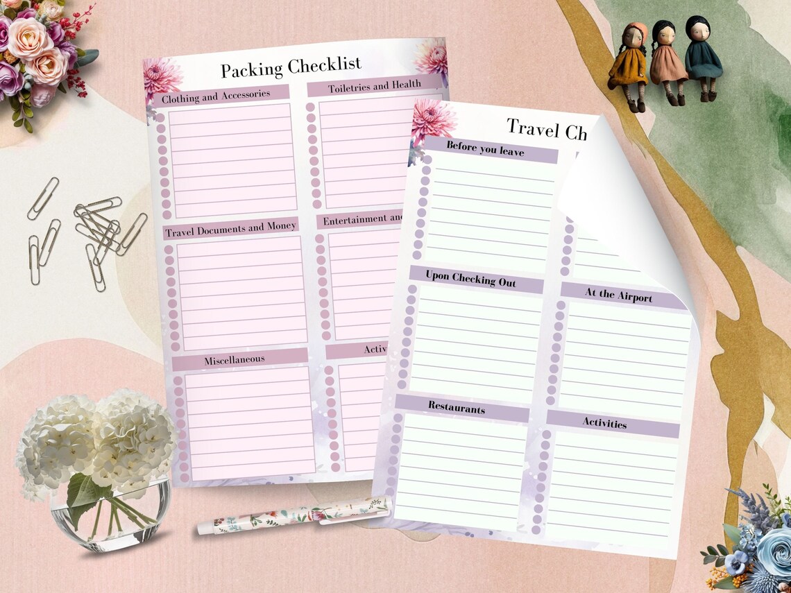 Travel Packing List Printable, Instant Download, Vacation Planning ...