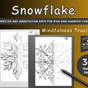 Digital tracing book mindfulness coloring Snowflake tracing book Stress Relief coloring BUNDLE Kindle Scribe tracing book Good Notes