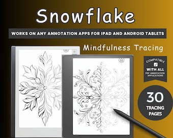 Digital tracing book mindfulness coloring Snowflake tracing book Stress Relief coloring BUNDLE Kindle Scribe tracing book Good Notes