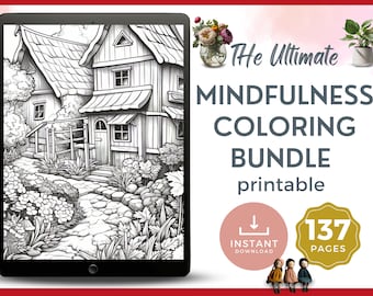 137 stron Mindfulness Coloring Bundle dla dorosłych