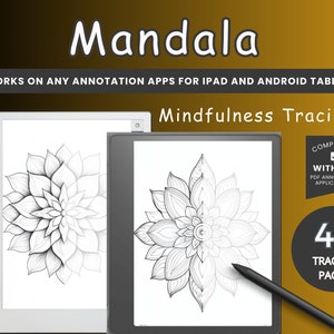 Digital tracing book mindfulness coloring Mandala tracing book Stress Relief coloring printable BUNDLE Kindle Scribe tracing book Good Notes