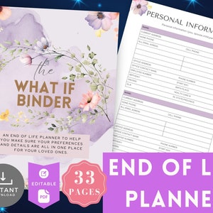 End of Life Planner Pdf, Final Wishes Template, Final Wish Planner, Possession Planning Binder, Emergency Planner Binder Wildflower