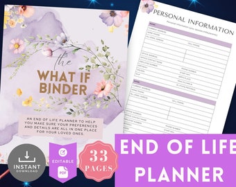 End of Life Planner Pdf, Final Wishes Template, Final Wish Planner, Possession Planning Binder, Emergency Planner Binder Wildflower