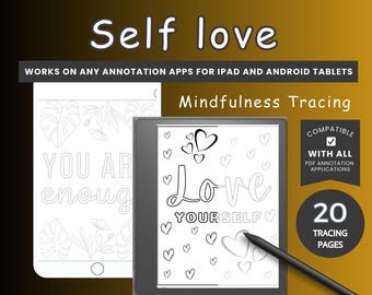 Digital tracing book mindfulness coloring Self love tracing book Stress Relief coloring BUNDLE Kindle Scribe tracing book Good Notes