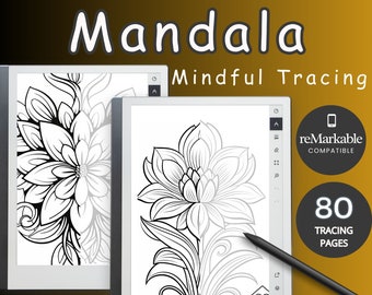 Remarkable Coloring reMarkable 2 templates tracing book mindfulness coloring remarkable Mandala tracing book Stress Relief coloring BUNDLE