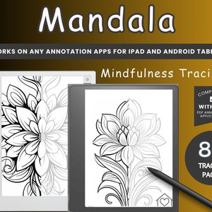 Digital tracing book mindfulness coloring Mandala tracing book Stress Relief coloring printable BUNDLE Kindle Scribe tracing book Good Notes
