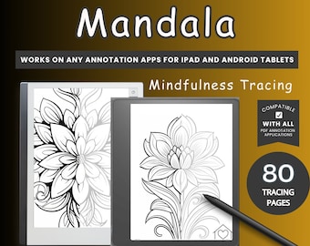 Digital tracing book mindfulness coloring Mandala tracing book Stress Relief coloring printable BUNDLE Kindle Scribe tracing book Good Notes