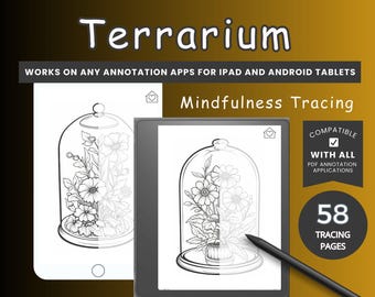 Digital tracing book mindfulness coloring Terrarium tracing book Stress Relief coloring BUNDLE Kindle Scribe tracing book Good Notes tracing