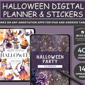 Halloween Planner Goodnotes, Retro Halloween Digital Planner Stickers, Digital Party Planner, Event Planner iPad, Hyperlinked Party Planner