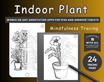 Digital tracing book mindfulness coloring Indoor Plant tracing book Stress Relief coloring BUNDLE Kindle Scribe tracing book Good Notes