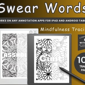 Digital tracing book mindfulness coloring digital Swear words tracing book Stress Relief coloring printable BUNDLE Kindle Scribe Goodnotes