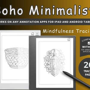 Digital tracing book mindfulness coloring Boho Minimalist tracing book Stress Relief coloring BUNDLE Kindle Scribe tracing book Good Notes