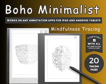 Digital tracing book mindfulness coloring Boho Minimalist tracing book Stress Relief coloring BUNDLE Kindle Scribe tracing book Good Notes