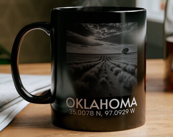Oklahoma, USA States Mug, Coffee Mug Gift, Black Coffee Mug, Hand Made Coffee Mug