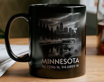 Minnesota, USA States Mug, Coffee Mug Gift, Black Coffee Mug, Hand Made Coffee Mug