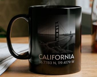 California, USA States Mug, Coffee Mug Gift, Black Coffee Mug, Hand Made Coffee Mug