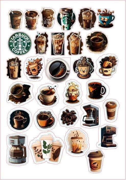 Coffee Stickers DIGITAL DOWNLOAD PNG Coffee Sticker Bundle - Etsy