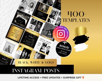 400+ Golden Instagram - Luxus Fashion E-Kommerch-Vorlagen - Premium Branding Canva bearbeitbare Vorlagen - Luxus Instagram Social Media Kit
