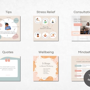 470 Mental Health Instagram Canva Templates -psychotherapy -wellness ...