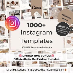 ULTIMATE 1000+ Instagram Portrait Post Templates - Beige Aesthetic Canva Instagram Templates - Aesthetic Editable Templates for Branding
