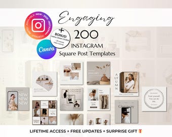 200 Fashion Ecommerce IG Templates - Minimalist Fashion Blogger Templates - Fashion Marketing Canva Editable Instagram Content Templates