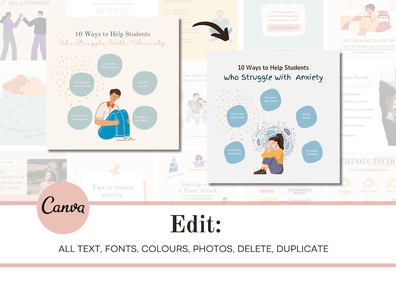 470 Mental Health Instagram Canva Templates -psychotherapy -wellness ...