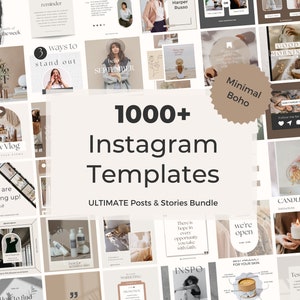 ULTIMATE 1000+ Instagram Templates - Minimal Boho Instagram Canva Templates - Beige Social Media Templates - Instagram Content Templates