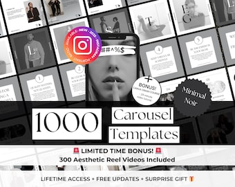 1000 Minimalist & Modern Instagram Carousel Templates -Elegant Carousel Posts -Elegant Lead Magnet Marketing-Modern Coaching Canva Templates