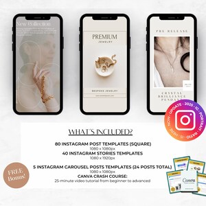 120 Jewelry Instagram Canva Templates - Jewellery Social Media Branding ...