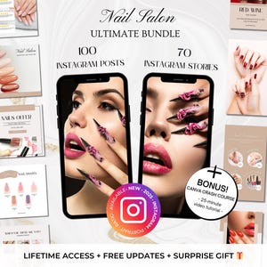 170 Nail Salon Instagram Post and Stories -Nails Instagram Canva Templates -Nail Tech Instagram -Nail Art Salon -Nail Art Branding Instagram