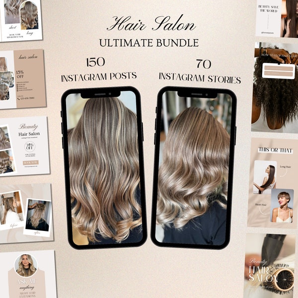 220 Hair Salon Instagram Post and Stories Canva Templates -Hair Stylist Instagram Template -Hair Instagram -Hair Social Media -Hair Products