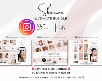 Más de 350 plantillas Canva para publicaciones, carruseles e historias de Instagram sobre cuidado de la piel - Plantillas de Instagram para esteticistas - Plantillas Canva para el cuidado de la piel en salones de belleza